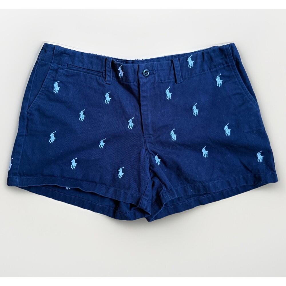 Ralph Lauren Sport Low Rise Shorts Women’s Sz 4 Navy Embroidered Pony 3” Inseam
